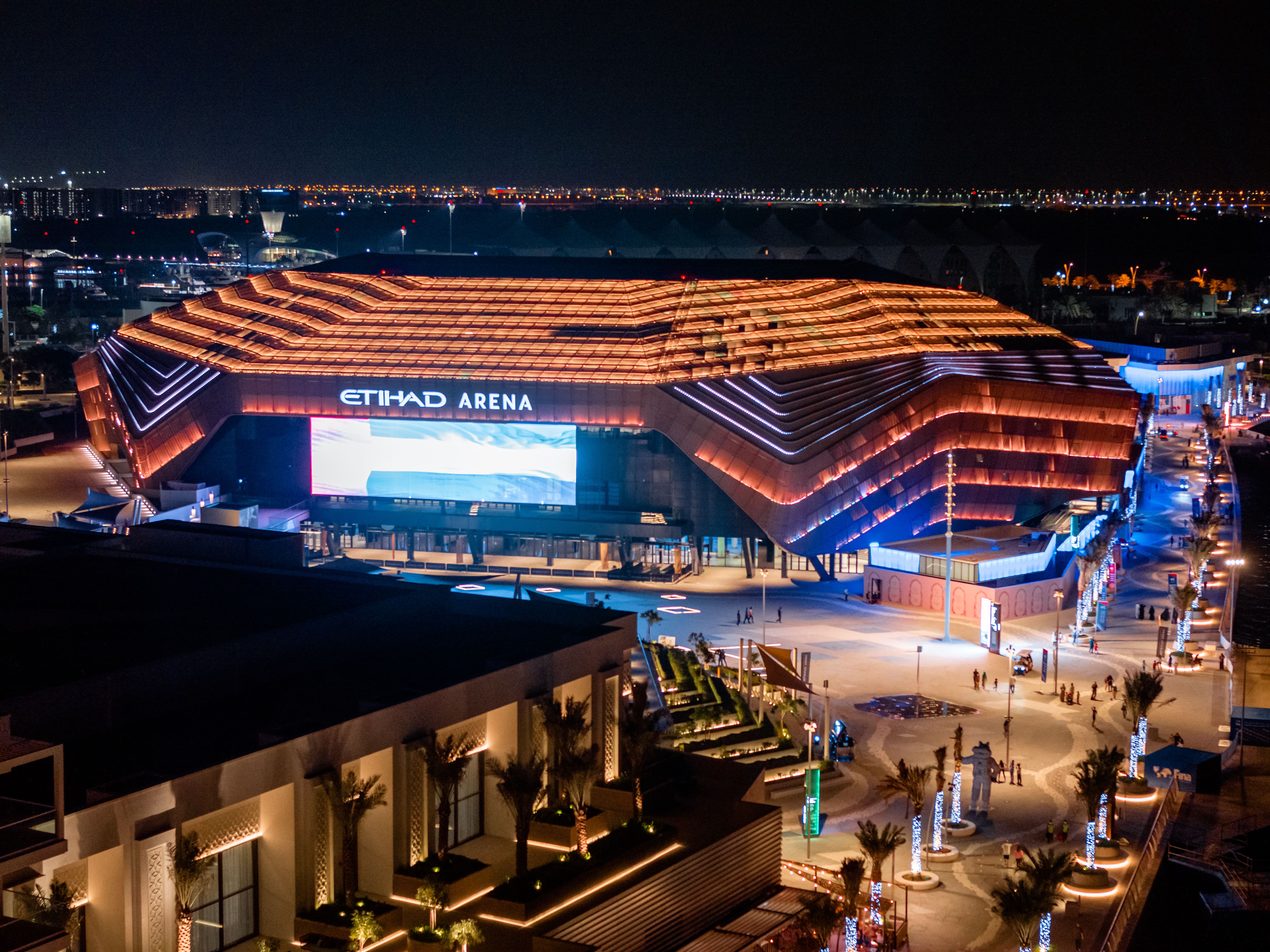 Exterior view of yas bay ethihad arena